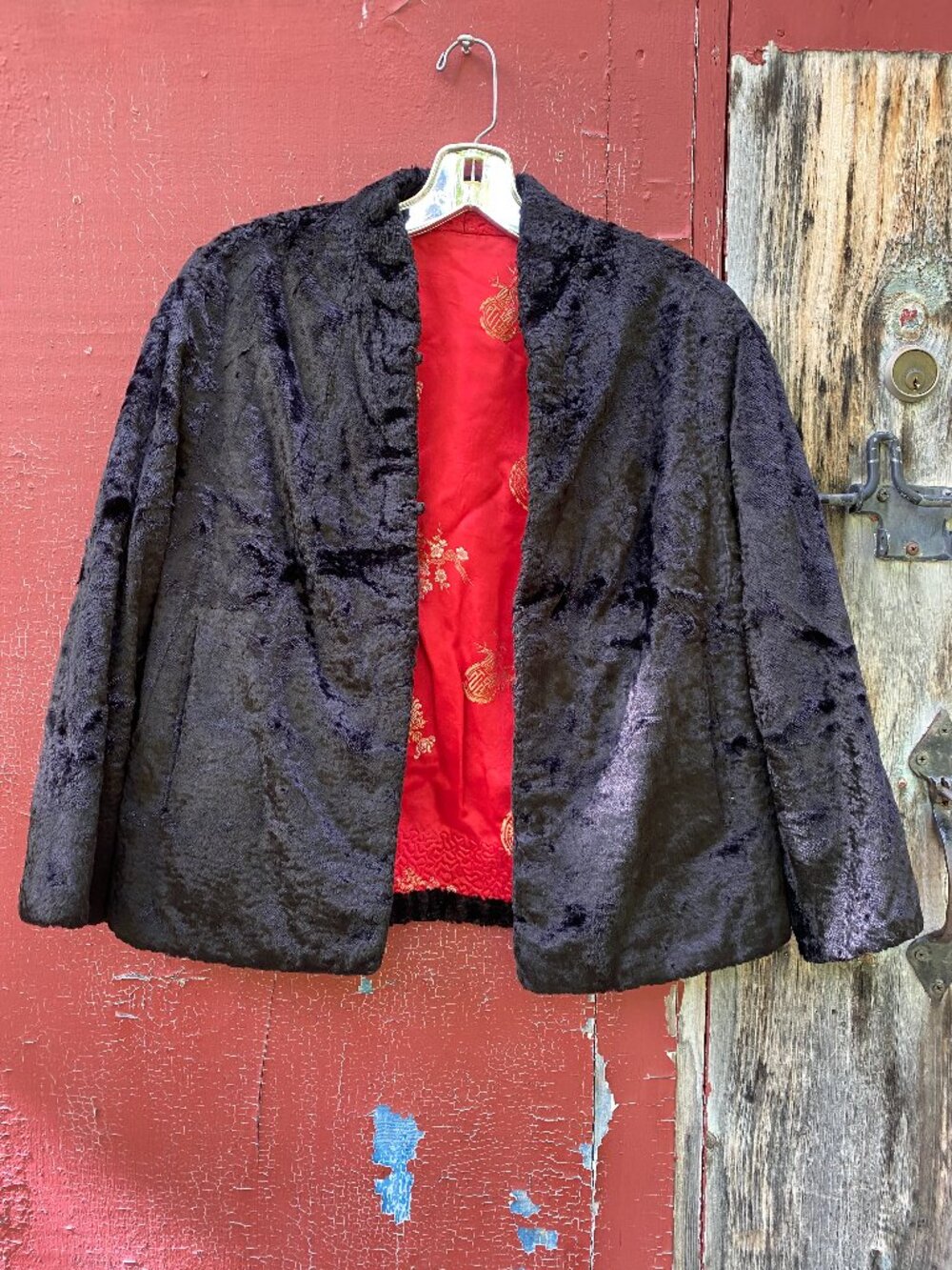 Vintage Reversible Velvet & Silk Satin Asian Style Jacket